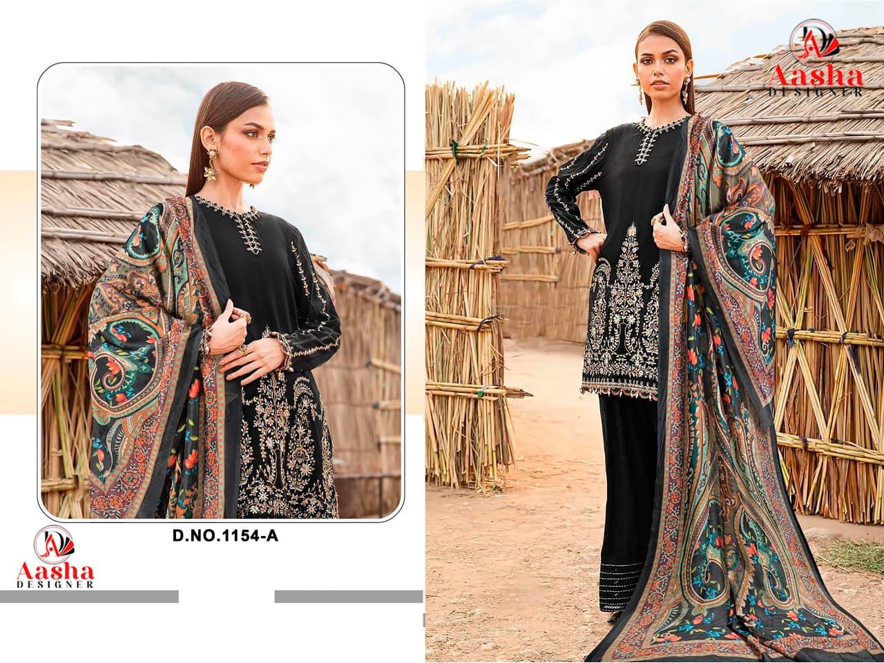 Aasha 1154 Rayon Embroidery Pakistani Suits Wholesale Shop In Surat
